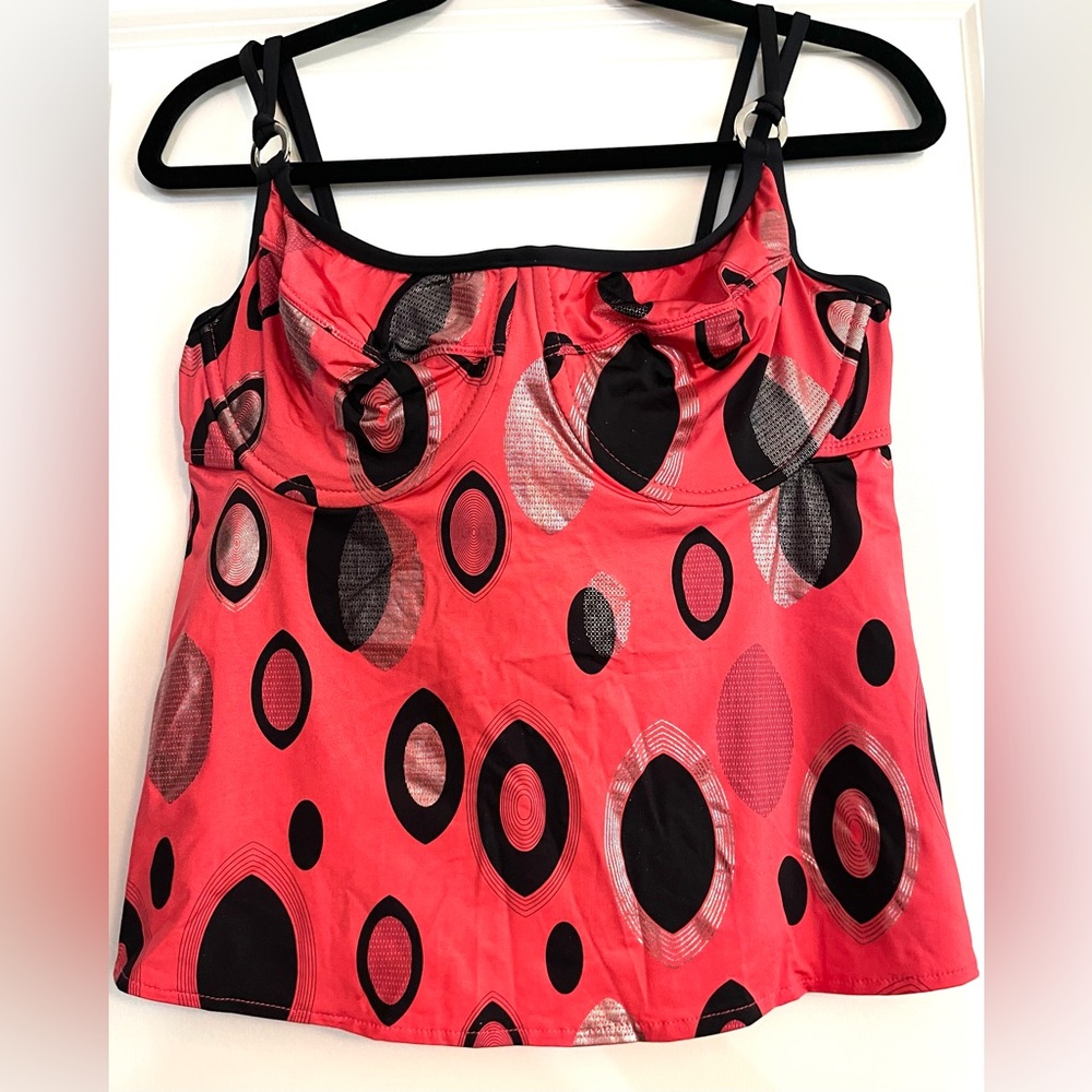 Women’s Coral Pink Patterned Tankini Top